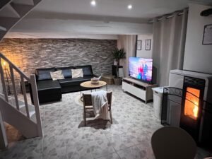 Rubis - Espace living avec puissant chauffage à pellets et SmartTV